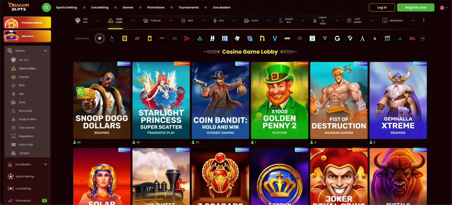 Dragon Slots - casino game lobby
